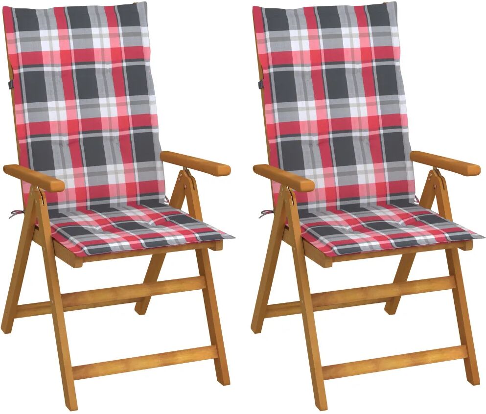 vidaXL Chaises inclinables de jardin 2 pcs avec coussins Bois d'acacia