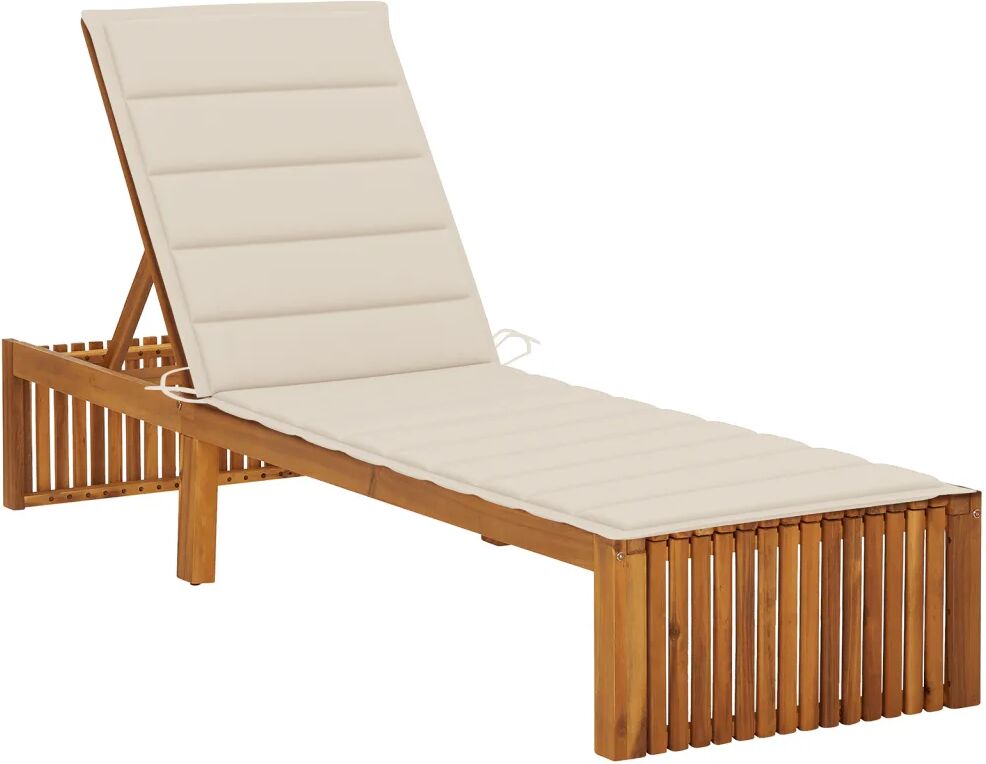 vidaXL Chaise longue avec coussin Bois d'acacia solide