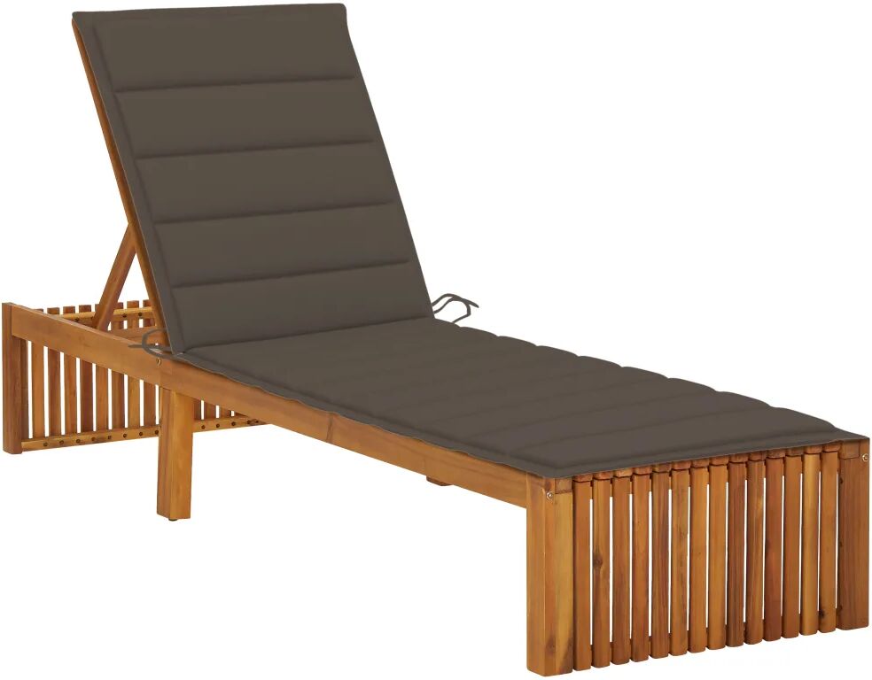 vidaXL Chaise longue avec coussin Bois d'acacia solide