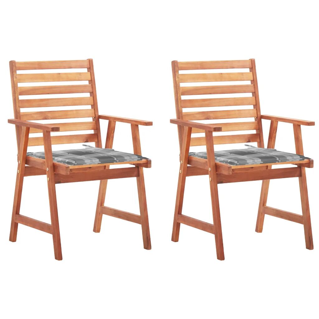 vidaXL Chaises à dîner d'extérieur 2 pcs avec coussins Acacia massif