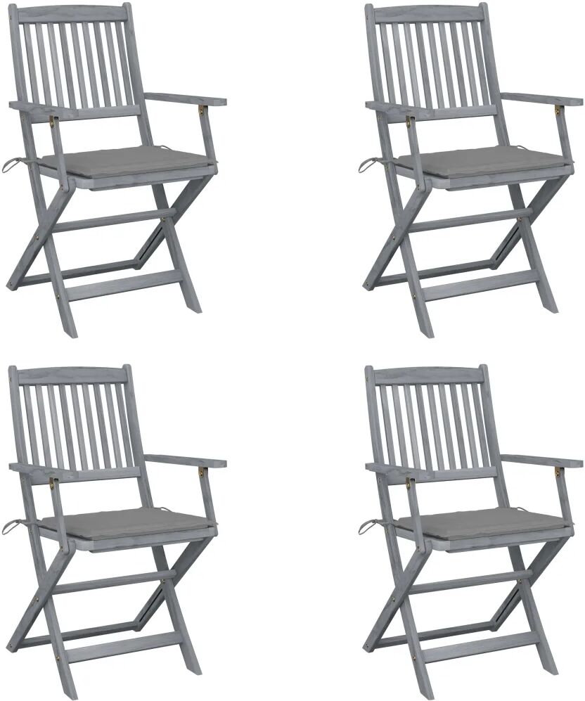 vidaXL Chaises pliables d'extérieur 4 pcs avec coussins Bois d'acacia