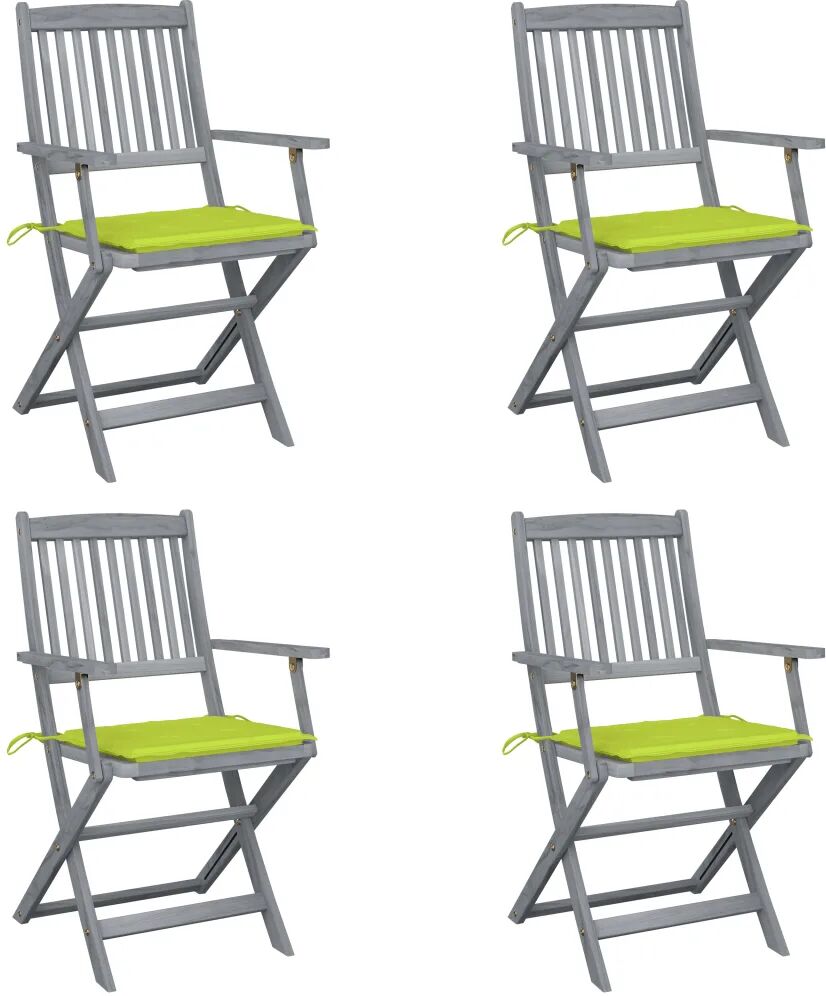 vidaXL Chaises pliables d'extérieur 4 pcs avec coussins Bois d'acacia