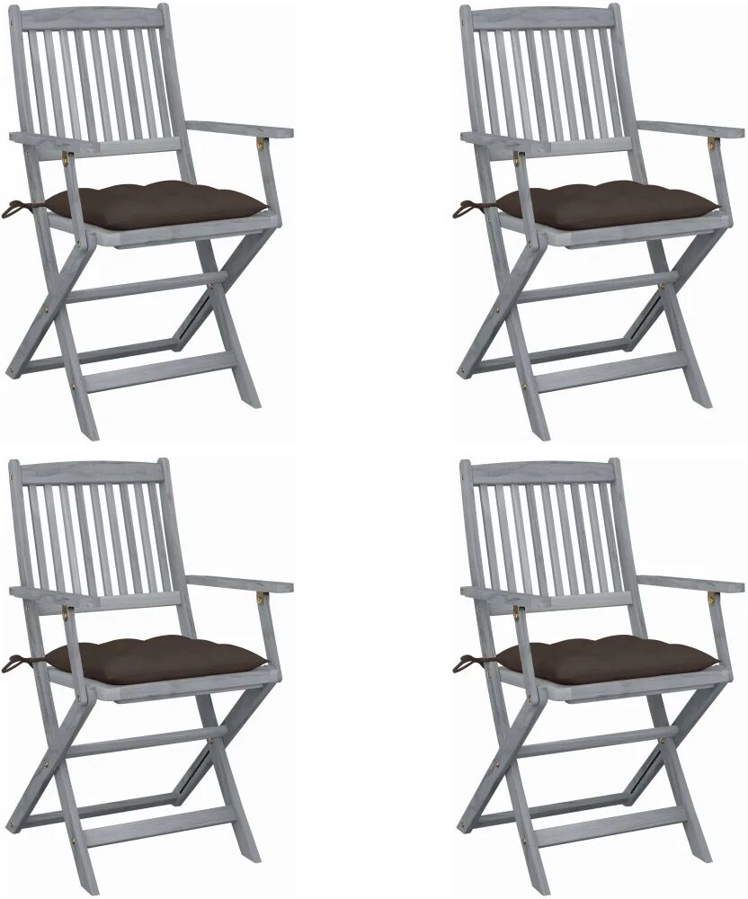 vidaXL Chaises pliables d'extérieur 4 pcs avec coussins Bois d'acacia