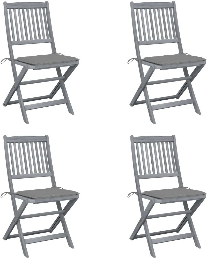 vidaXL Chaises pliables d'extérieur 4 pcs avec coussins Bois d'acacia