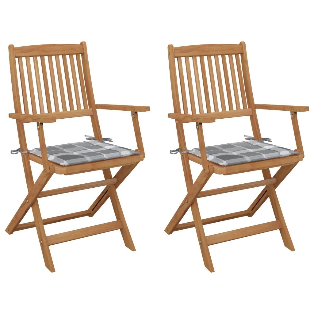 vidaXL Chaises pliables de jardin 2 pcs avec coussins Bois d'acacia