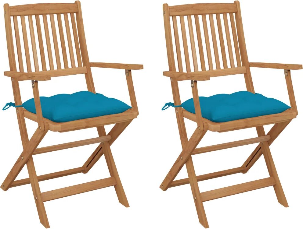 vidaXL Chaises pliables de jardin 2 pcs avec coussins Bois d'acacia