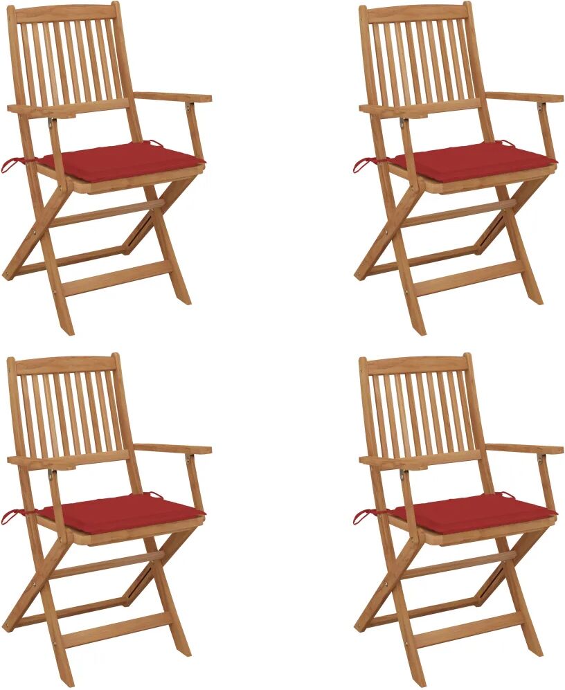 vidaXL Chaises pliables de jardin 4 pcs avec coussins Bois d'acacia