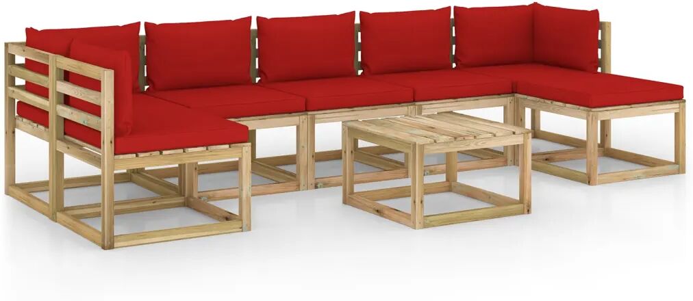 vidaXL Salon de jardin 8 pcs avec coussins Bois de pin imprégné