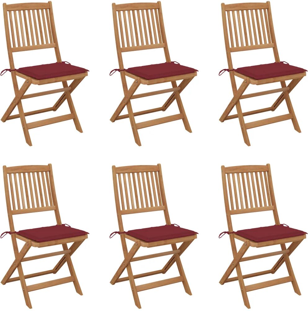 vidaXL Chaises pliables de jardin 6 pcs avec coussins Bois d'acacia