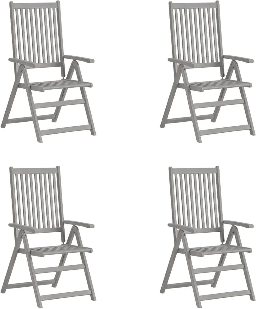 vidaXL Chaises inclinables de jardin 4 pcs Gris Bois solide d'acacia