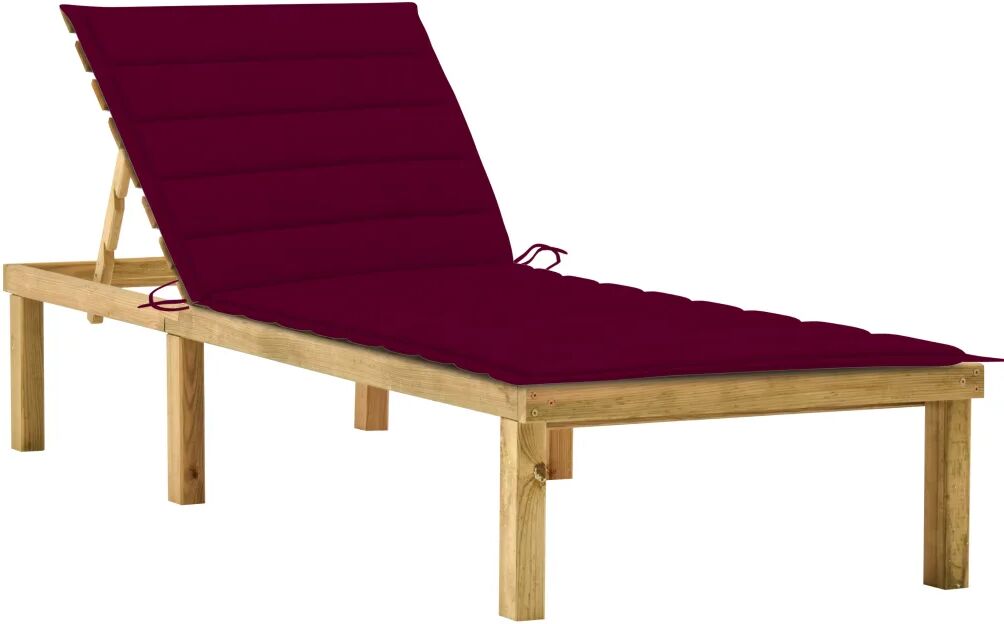 vidaXL Chaise longue avec coussin bordeaux Bois de pin imprégné