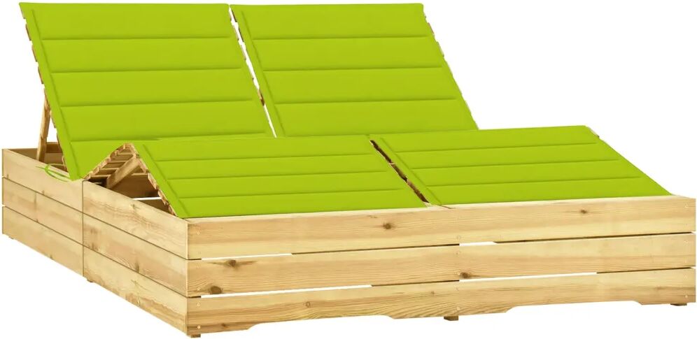 vidaXL Chaise longue double et coussins vert vif Bois de pin imprégné