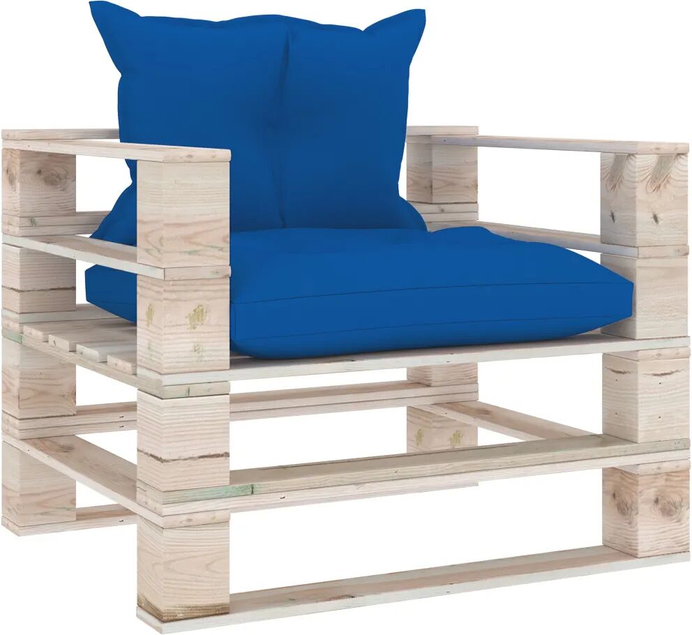 vidaXL Canapé palette de jardin avec coussins bleu royal Bois de pin