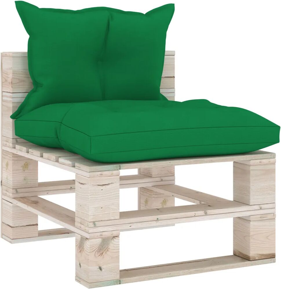 vidaXL Canapé de milieu palette de jardin avec coussins Bois de pin