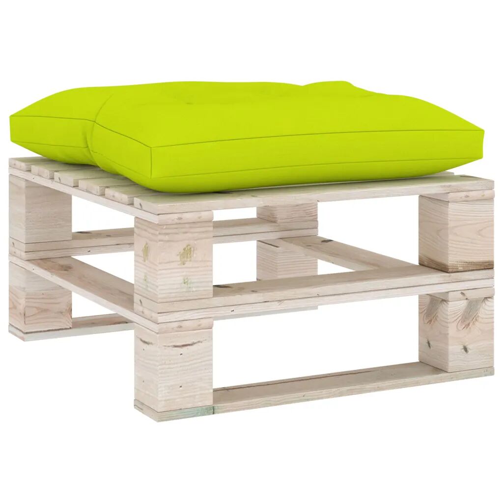 vidaXL Repose-pied palette de jardin avec coussin vert vif Bois de pin