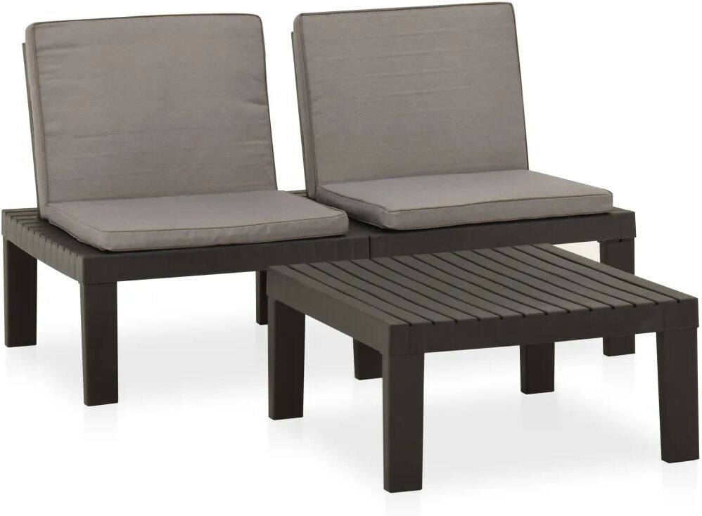 vidaXL Salon de jardin 2 pcs avec coussins Plastique Gris