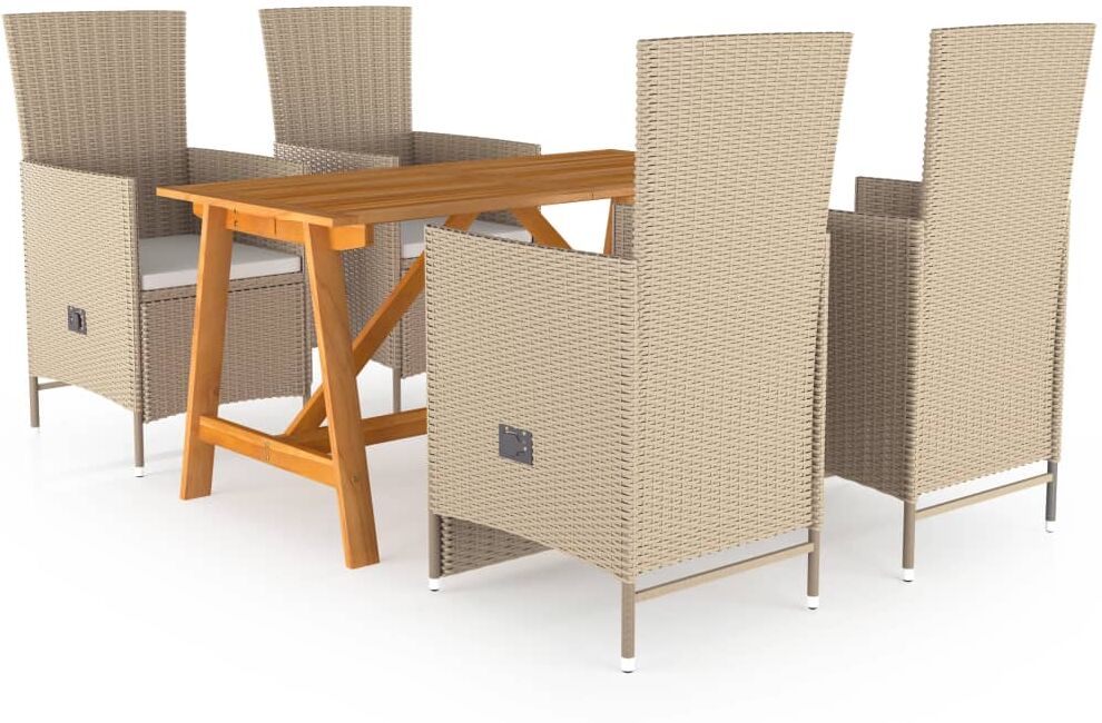 vidaXL Ensemble de salle à manger de jardin 5 pcs Beige