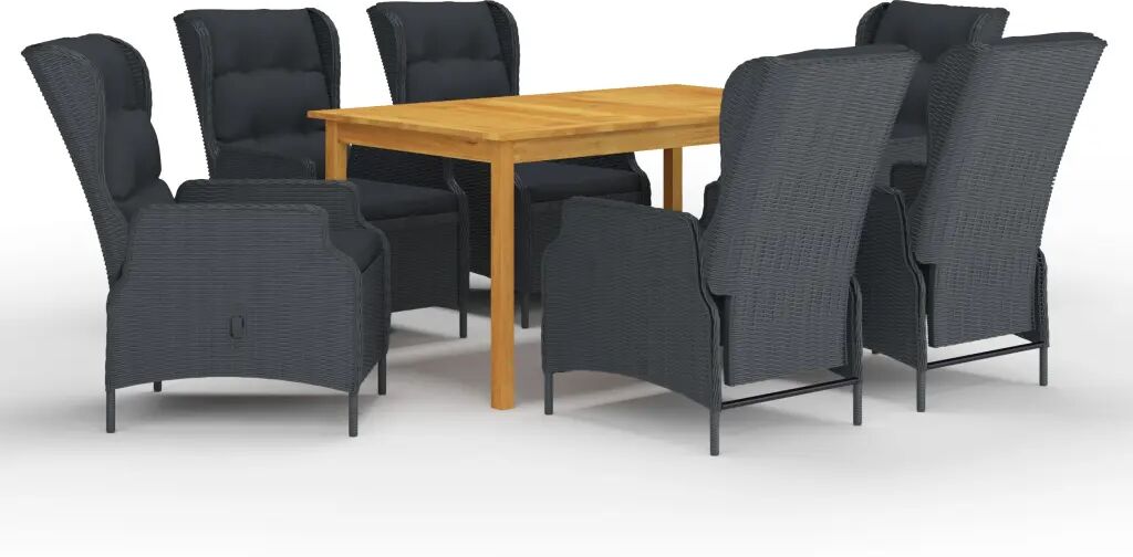 vidaXL Ensemble de salle à manger de jardin 7 pcs Gris foncé