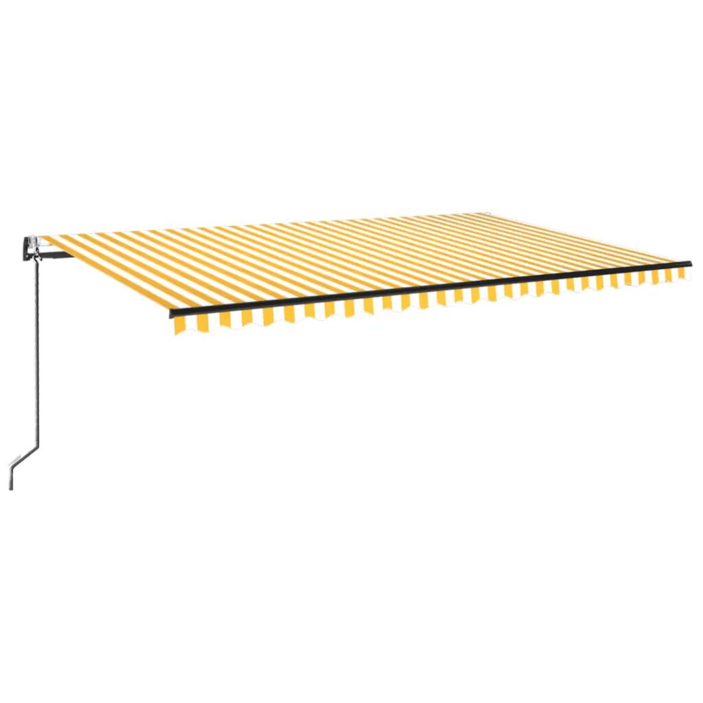 vidaXL Auvent automatique capteur de vent/LED 500x300cm Jaune et blanc