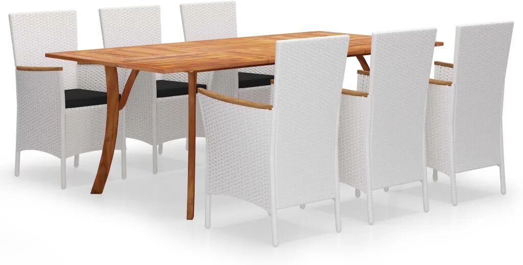 vidaXL Ensemble de salle à manger de jardin 7 pcs Blanc