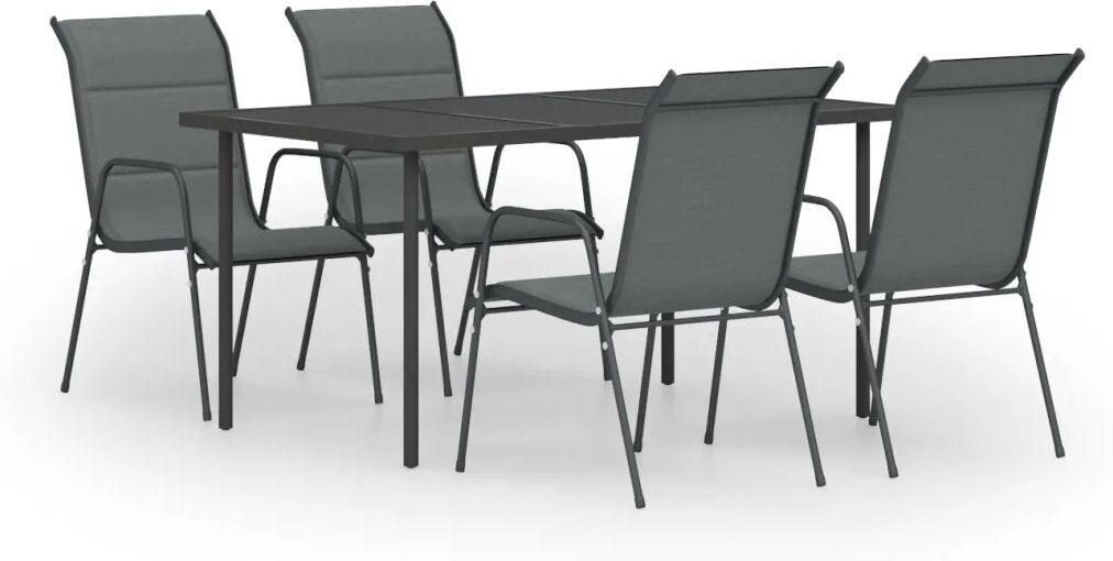 vidaXL Mobilier de salle à manger d'extérieur 5 pcs Acier Noir