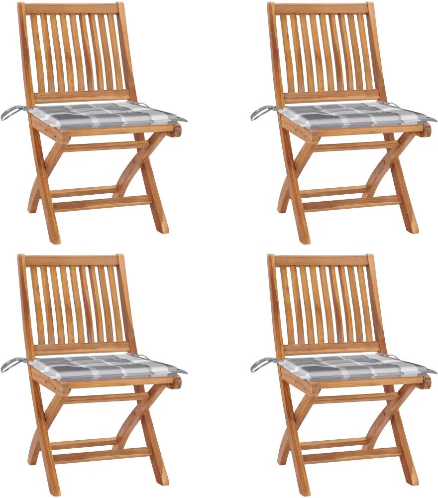 vidaXL Chaises pliables de jardin avec coussins 4 pcs Teck solide