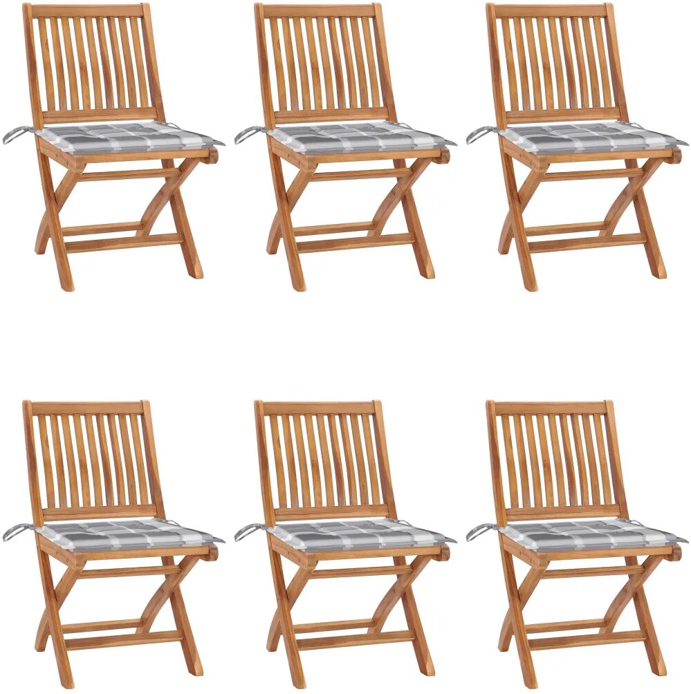 vidaXL Chaises pliables de jardin avec coussins 6 pcs Bois de teck