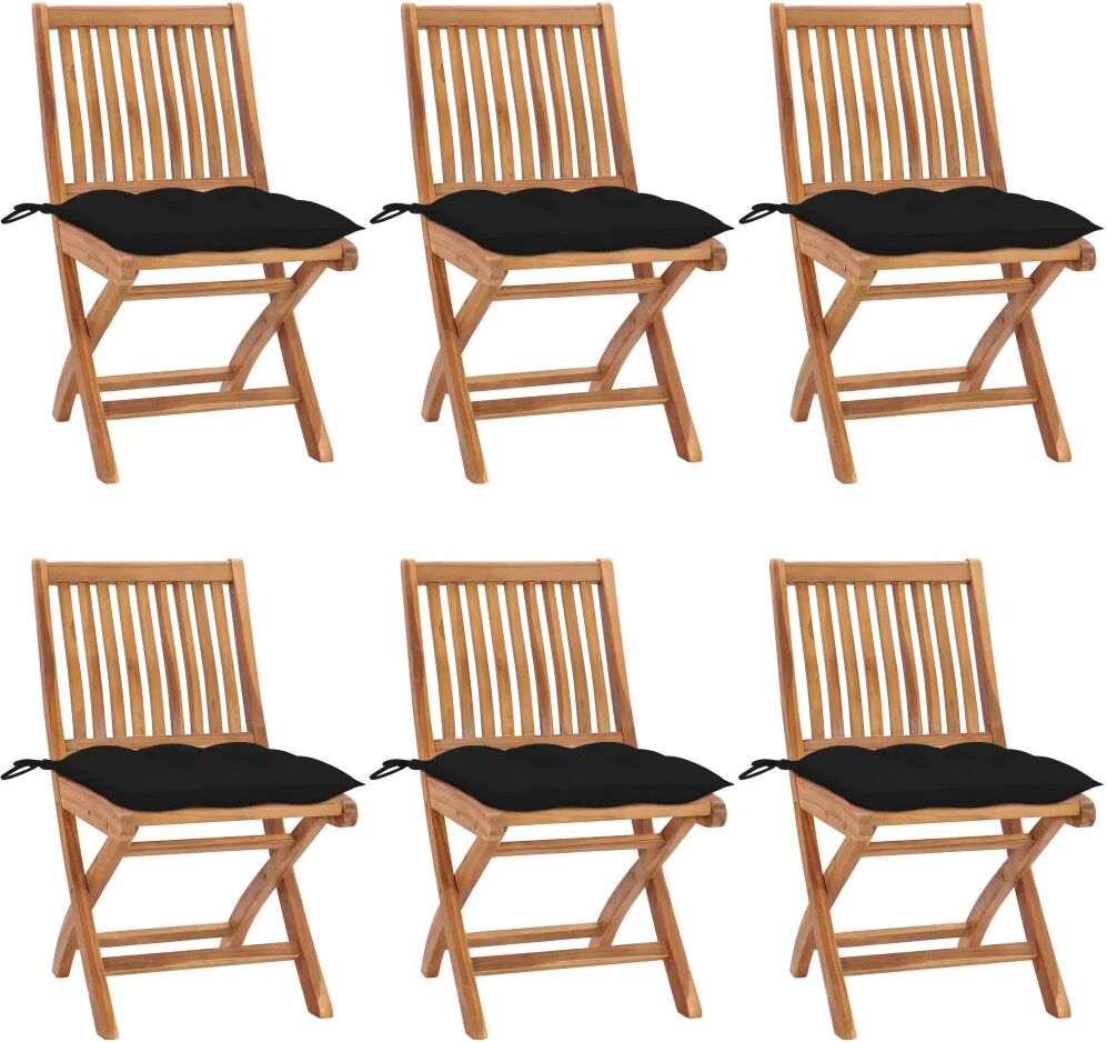 vidaXL Chaises pliables de jardin avec coussins 6 pcs Bois de teck