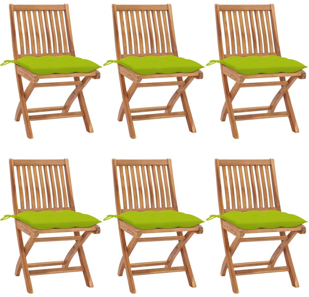 vidaXL Chaises pliables de jardin avec coussins 6 pcs Bois de teck