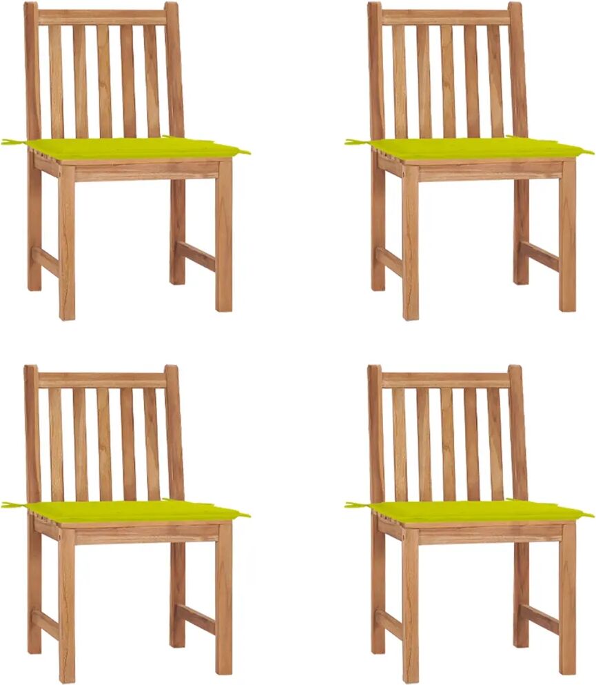 vidaXL Chaises de jardin 4 pcs avec coussins Bois de teck massif