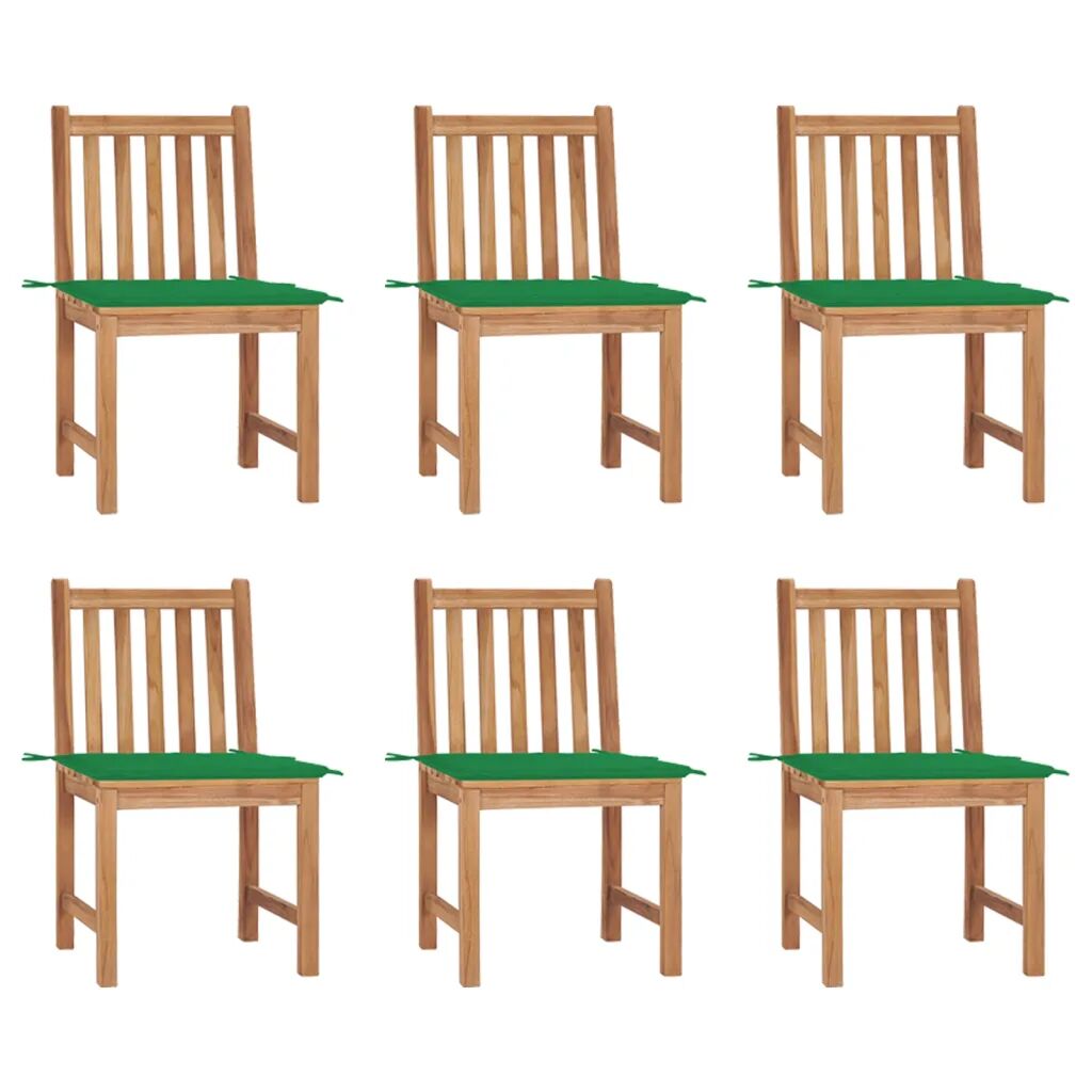 vidaXL Chaises de jardin 6 pcs avec coussins Bois de teck massif