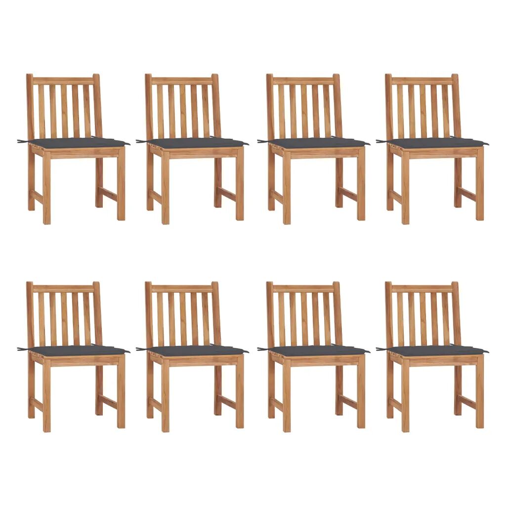 vidaXL Chaises de jardin 8 pcs avec coussins Bois de teck massif