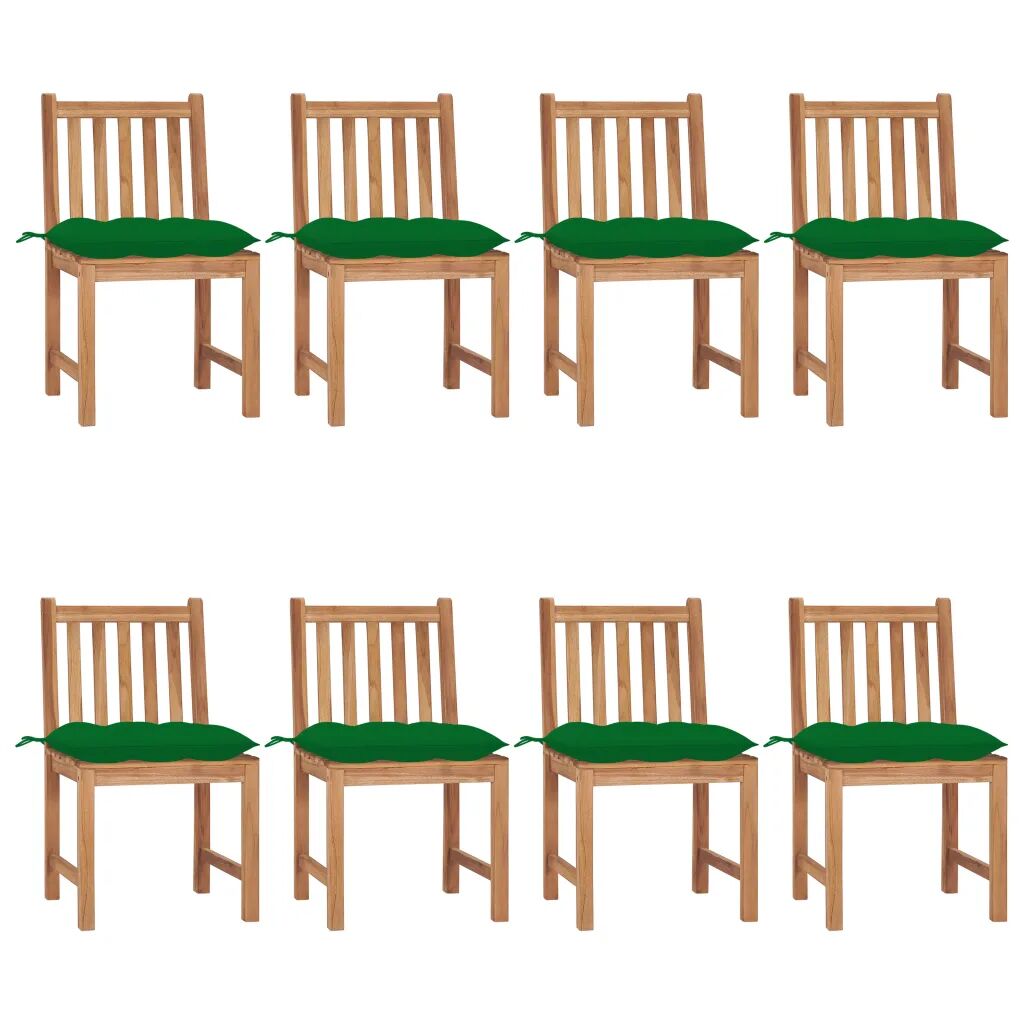 vidaXL Chaises de jardin 8 pcs avec coussins Bois de teck massif