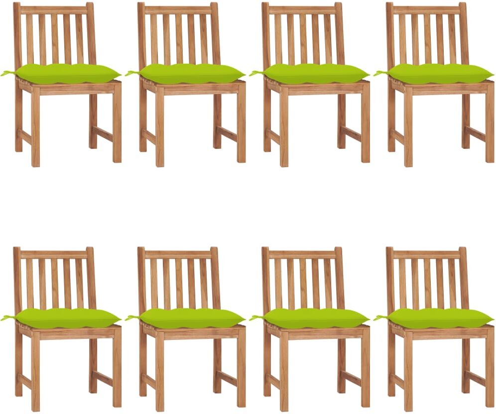 vidaXL Chaises de jardin 8 pcs avec coussins Bois de teck massif