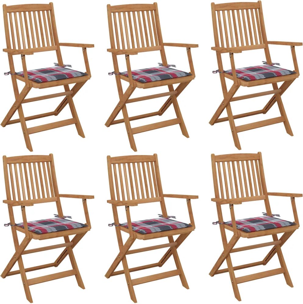 vidaXL Chaises pliables de jardin 6 pcs avec coussins Bois d'acacia