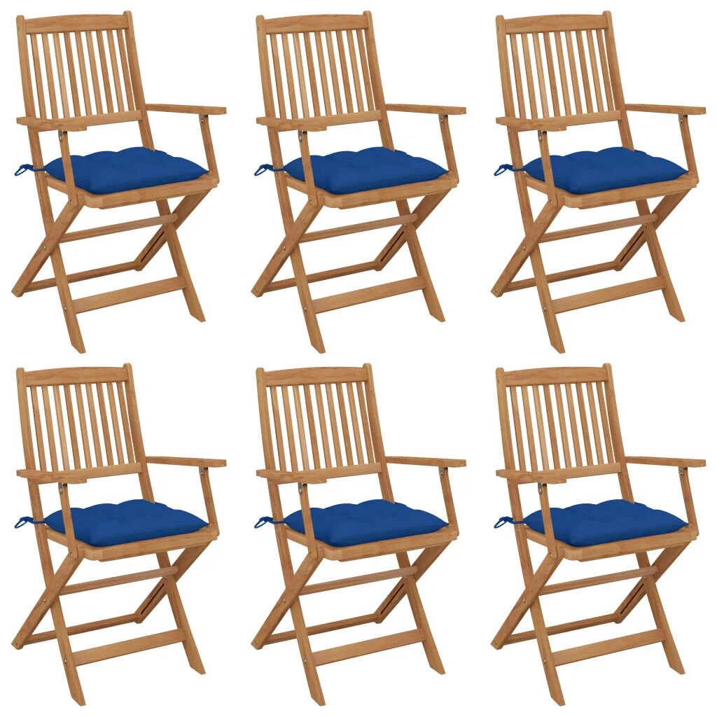 vidaXL Chaises pliables de jardin 6 pcs avec coussins Bois d'acacia