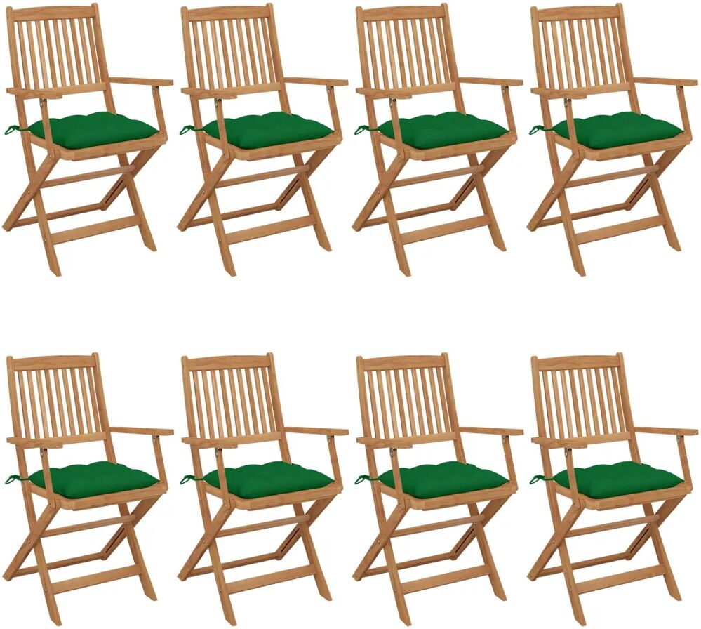 vidaXL Chaises pliables de jardin 8 pcs avec coussins Bois d'acacia