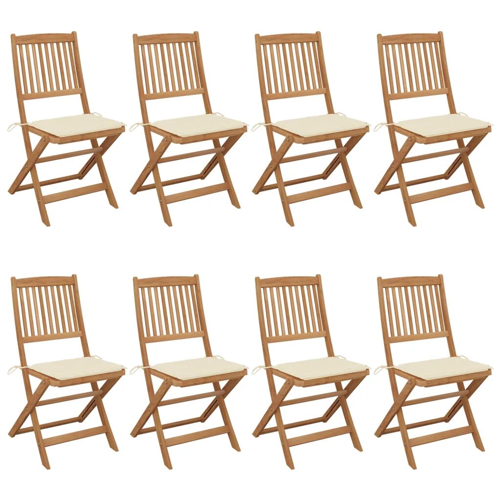 vidaXL Chaises pliables de jardin 8 pcs avec coussins Bois d'acacia