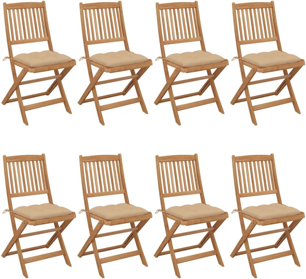 vidaXL Chaises pliables de jardin 8 pcs avec coussins Bois d'acacia