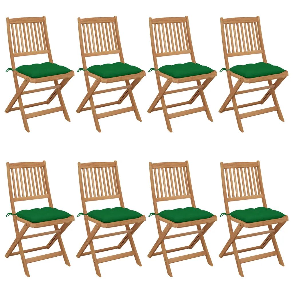 vidaXL Chaises pliables de jardin 8 pcs avec coussins Bois d'acacia