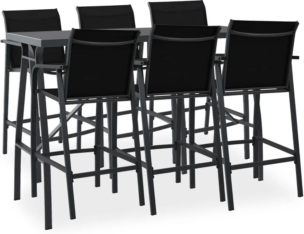 vidaXL Ensemble de bar de jardin 9 pcs Noir