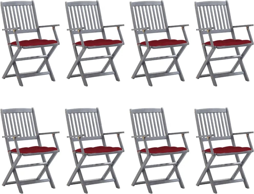 vidaXL Chaises pliables d'extérieur 8 pcs avec coussins Bois d'acacia