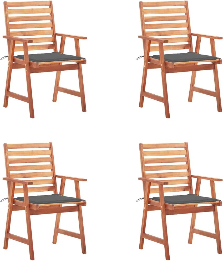 vidaXL Chaises à dîner d'extérieur 4 pcs avec coussins Acacia massif