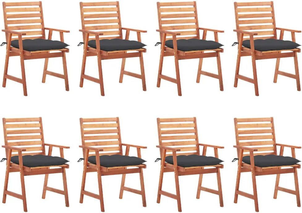 vidaXL Chaises à dîner d'extérieur 8 pcs avec coussins Acacia massif