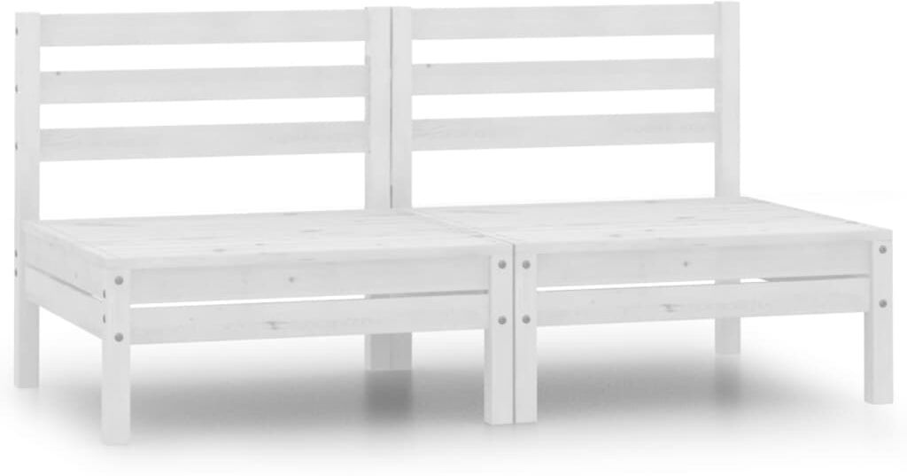 vidaXL Canapés centraux de jardin 2 pcs Blanc Bois de pin massif