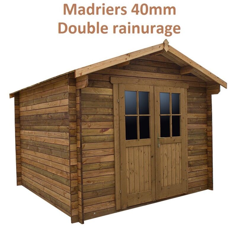 Gardy Shelter Abri de jardin 9m² PLUS en bois 40mm traité teinté marron Gardy Shelter