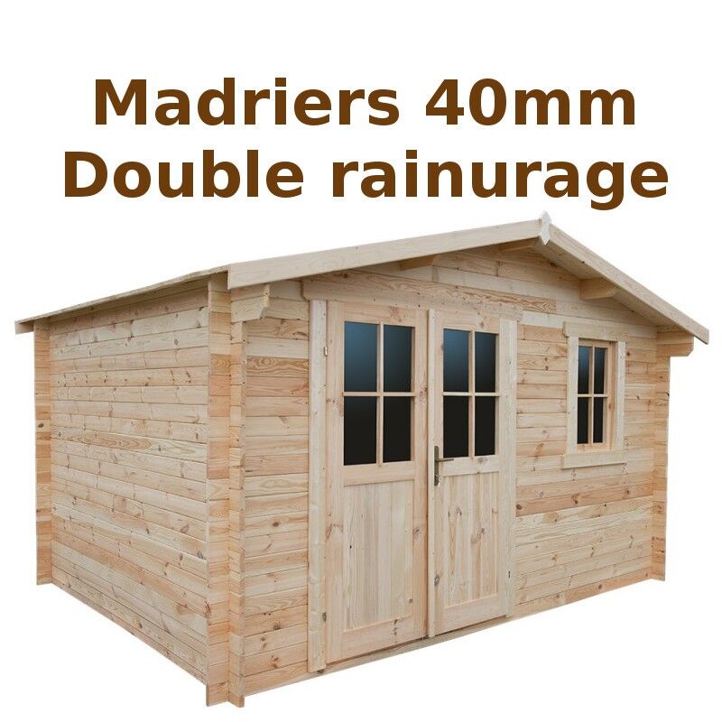 Gardy Shelter Abri de jardin 12m² PLUS en bois 40mm brut Gardy Shelter