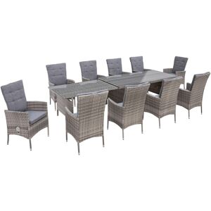 KONIFERA Garten-Essgruppe »Belluno«, (Set, 21 tlg., 10x Sessel, 1x AZ-Tisch... grau