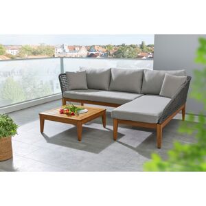 Timbers Gartenlounge-Set »Sunnyvale«, (Set, 3 tlg., 2x Sofa, 1x Tisch/Hocker... holzfarben + anthrazit Größe