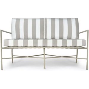 NV GALLERY Outdoor 2-Sitzer Sofa BEL AIR - Outdoor 2-Sitzer Sofa, Streifen & Metall in Taupe, B145  Weiß / Taupe